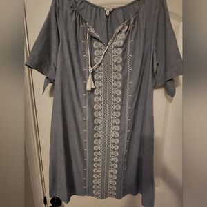 Sonoma Light Denim Blue Embroidered Blouse